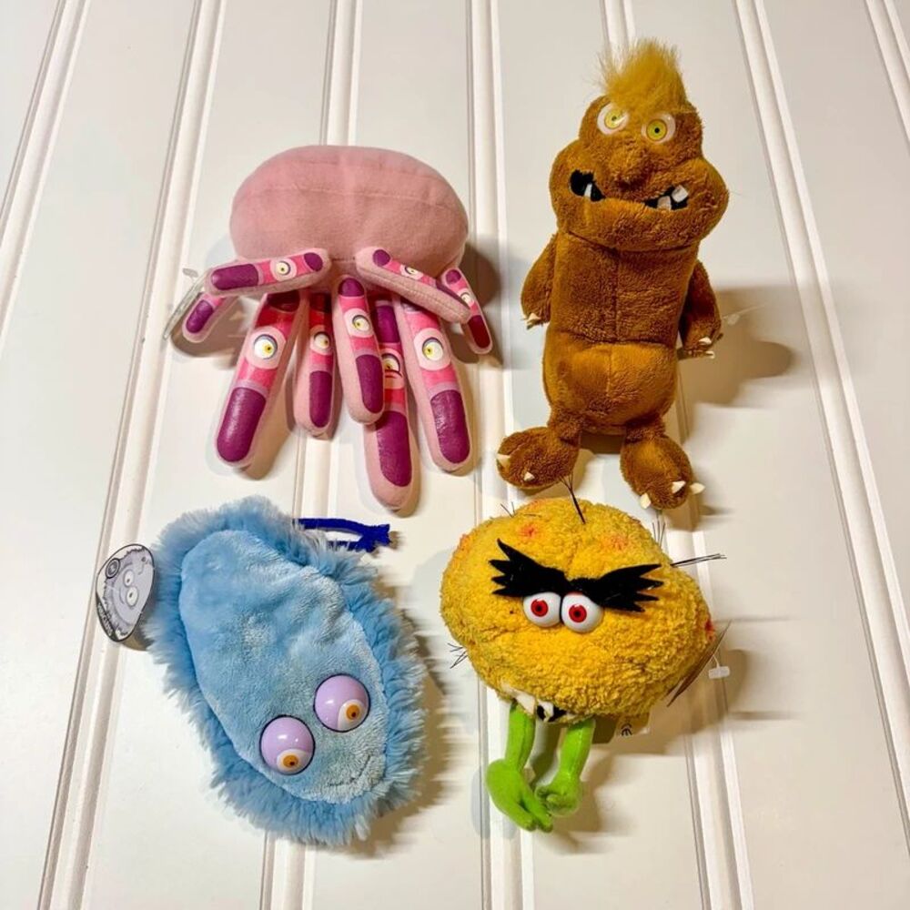 Set of 4 Hibiclens Bacteria Stuffed Plush Animal Toys | Learning Germ Virus